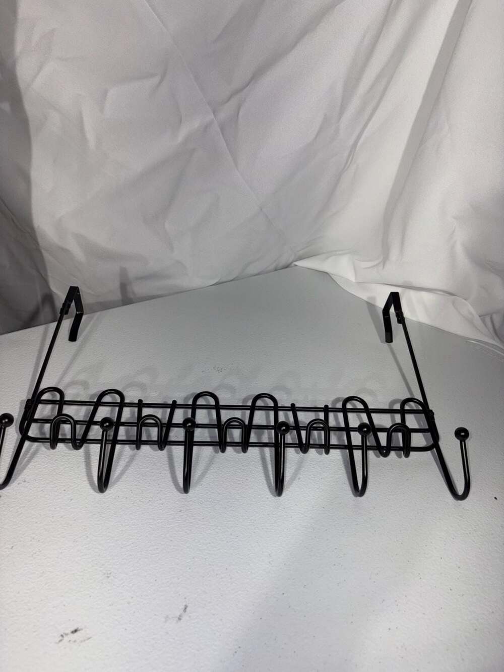 Over-the-Door Metal Multi-Hook Organizer Rack Black